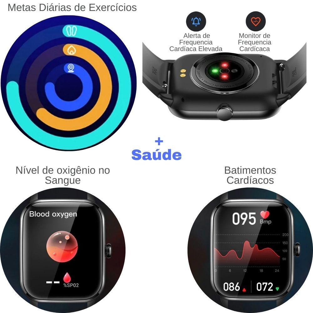 SmartWatch Relógio Inteligente C61 Faz e Recebe Chamadas Tela HD IP67 Tela  1.9